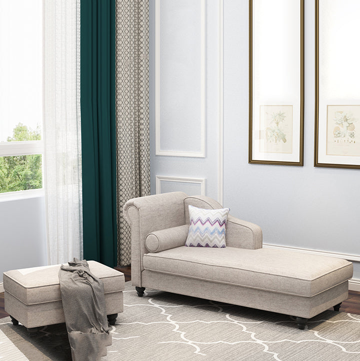 Modern Style Chaise Lounge Couch Solid Color Lounge Chair with Linen