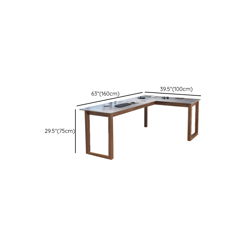 Modern Stone Writing Desk Corner 29.53-inch Tall Office Desk with Sled Base