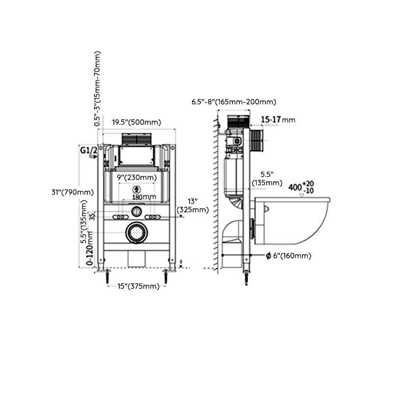Modern Ceramic Flush Toilet Wall Mount White Urine Toilet for Washroom