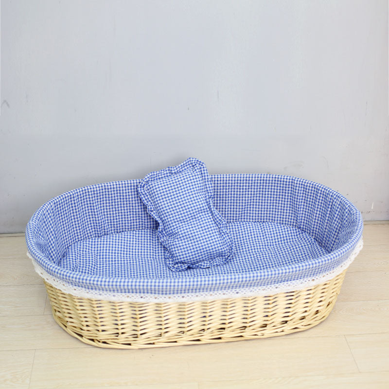 Solid Wood and Wicker Crib Cradle Gliding Or Rocking Oval Crib Cradle for Baby