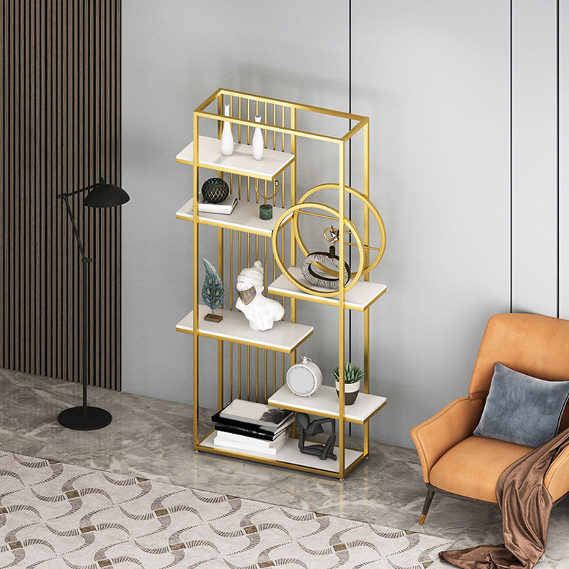 Glam Metal Shelf Bookcase Open Back Bookcase for Home Office