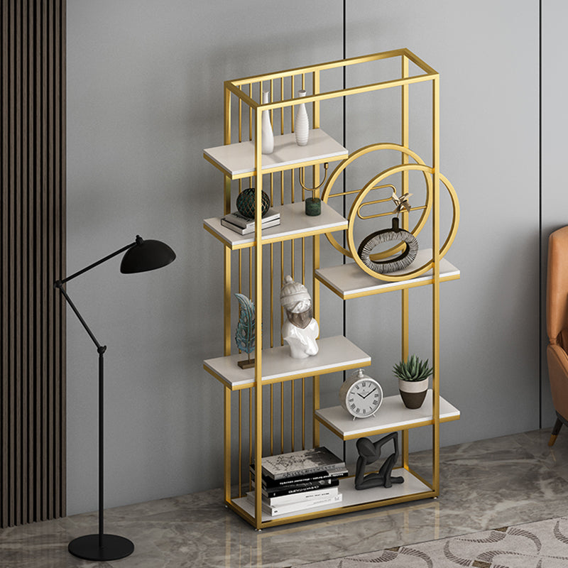 Glam Metal Shelf Bookcase Open Back Bookcase for Home Office