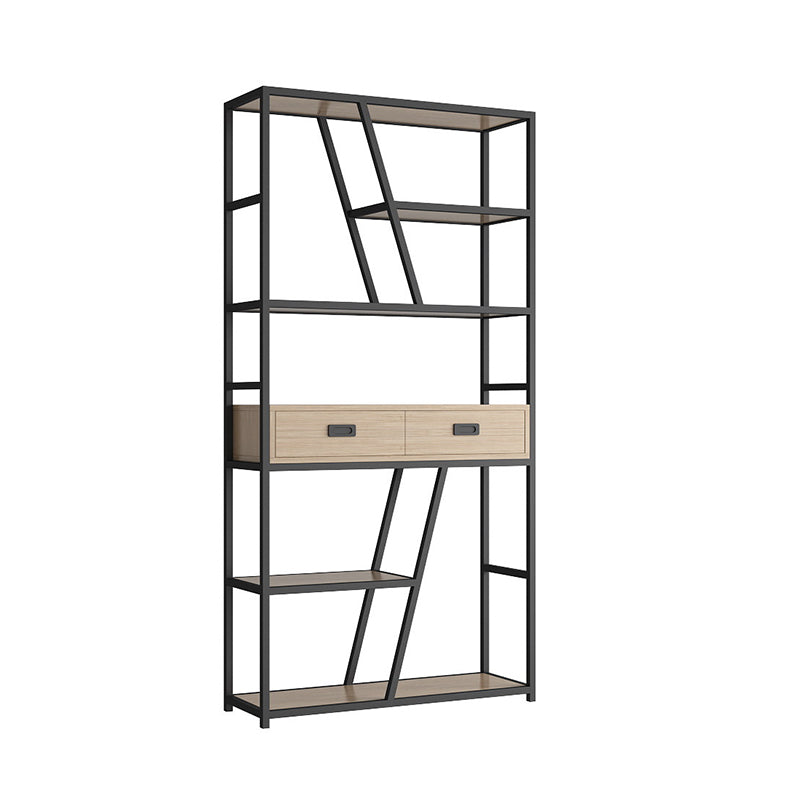 Glam Shelf Bookcase Open Back Metal Bookcase with Drawers for Home Office