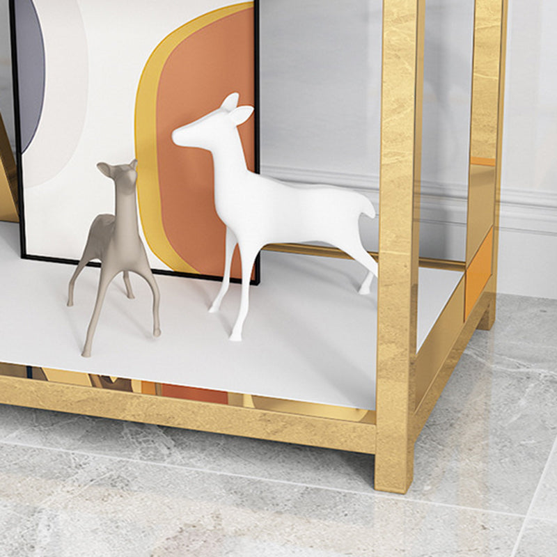 Glam Shelf Bookcase Open Back Metal Bookcase with Drawers for Home Office