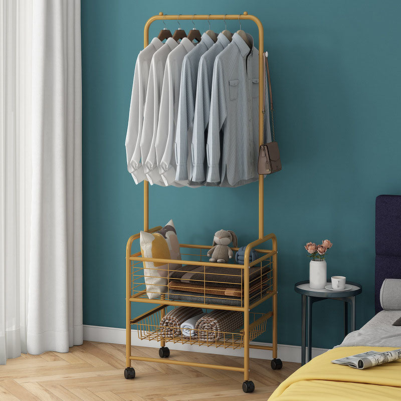 Gorgeous Coat Hanger Storage Shelving Metal Coat Rack with Castors