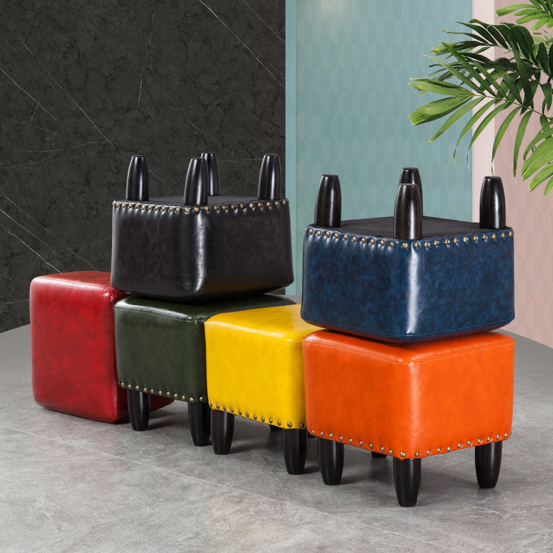 Leather Standard Stool Modern Style Simple Household Square Footstool