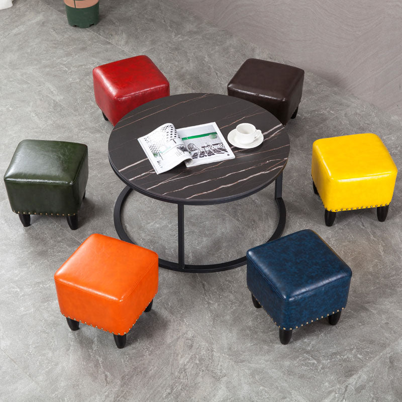 Leather Standard Stool Modern Style Simple Household Square Footstool