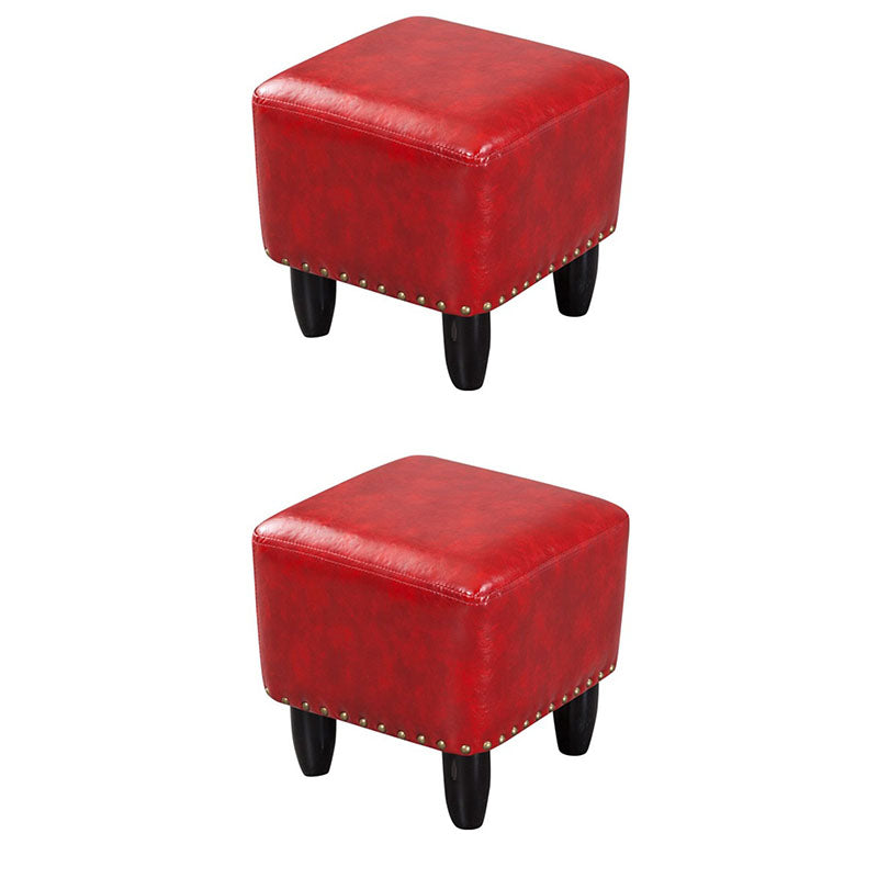 Leather Standard Stool Modern Style Simple Household Square Footstool