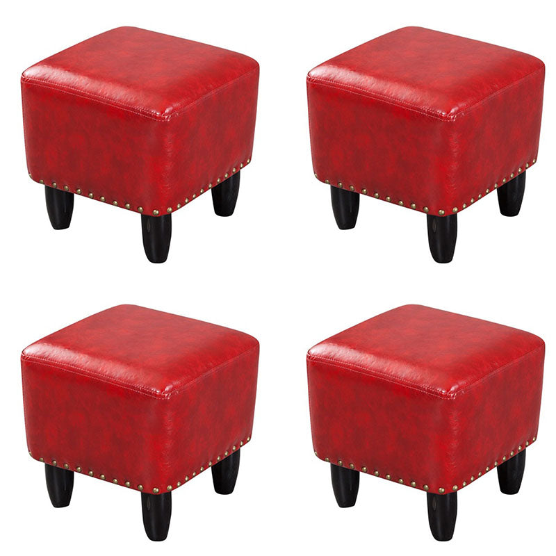 Leather Standard Stool Modern Style Simple Household Square Footstool
