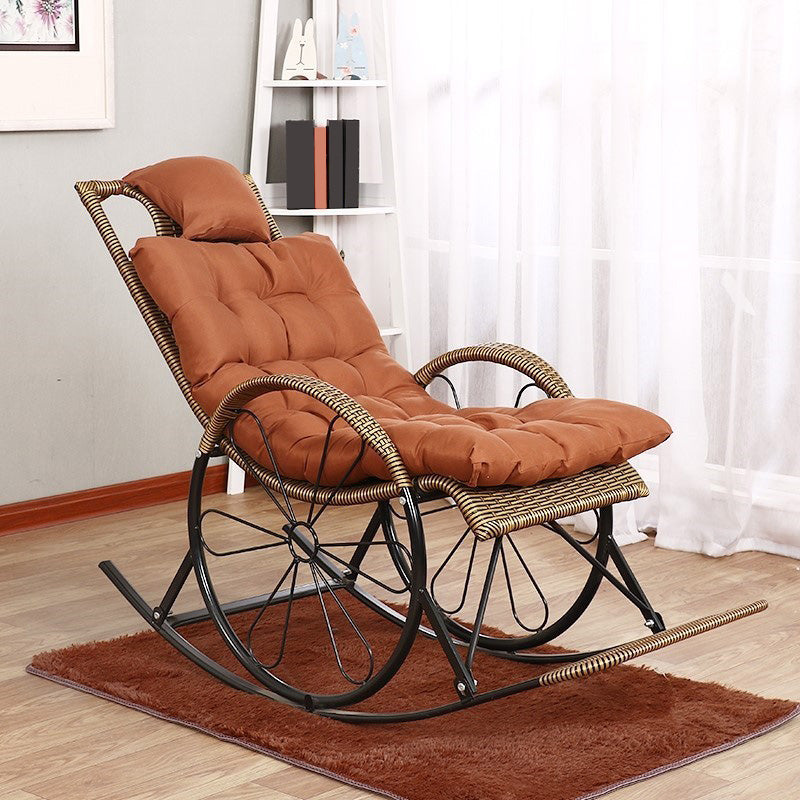 Mid Century Modern Rocking Chair Indoor Rattan Rocking Chair with Cushion