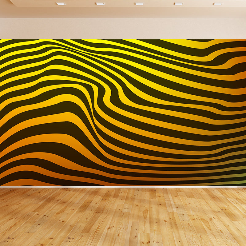 Wavy Line Illustration Mural Mildew Resistant Wallpaper Sleeping Room Wall Mural