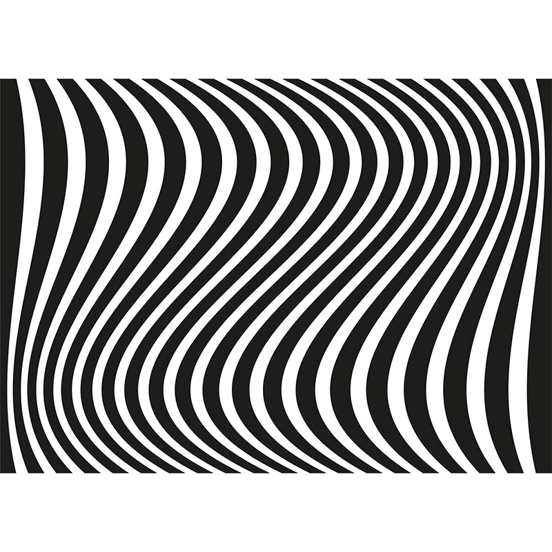 Wavy Line Illustration Mural Mildew Resistant Wallpaper Sleeping Room Wall Mural