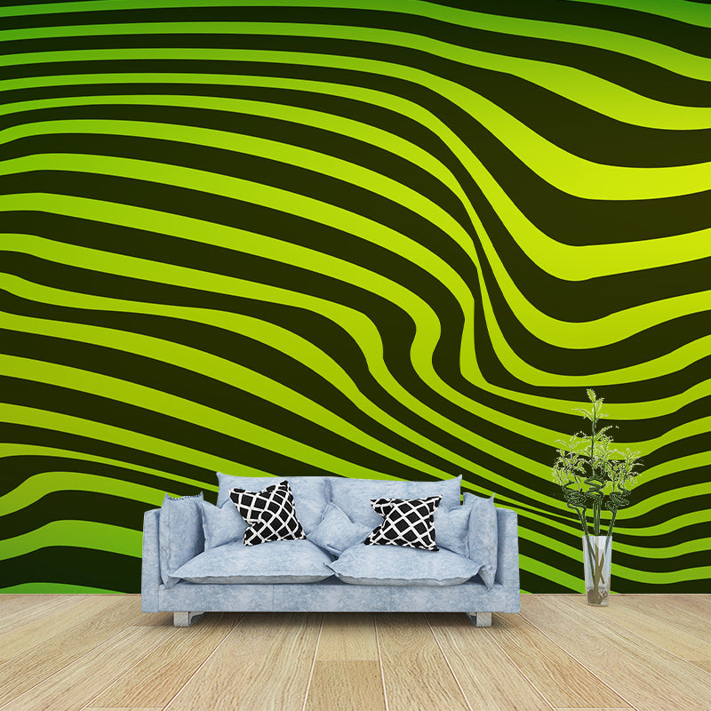 Wavy Line Illustration Mural Mildew Resistant Wallpaper Sleeping Room Wall Mural