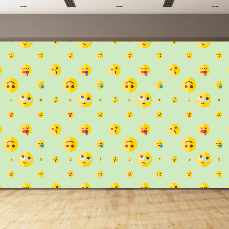 Stain Resistant Mural Cartoon Emoji Illustration Living Room Wall Mural