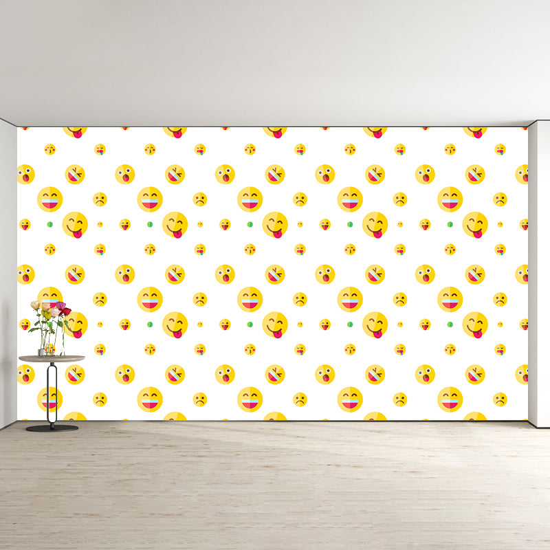 Stain Resistant Mural Cartoon Emoji Illustration Living Room Wall Mural