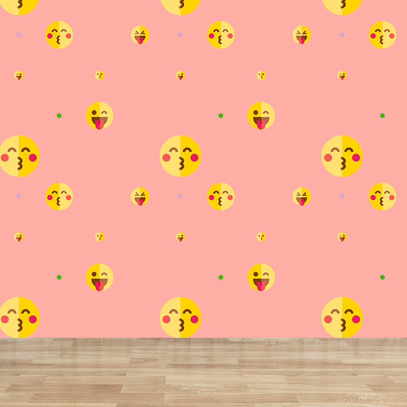 Stain Resistant Mural Cartoon Emoji Illustration Living Room Wall Mural