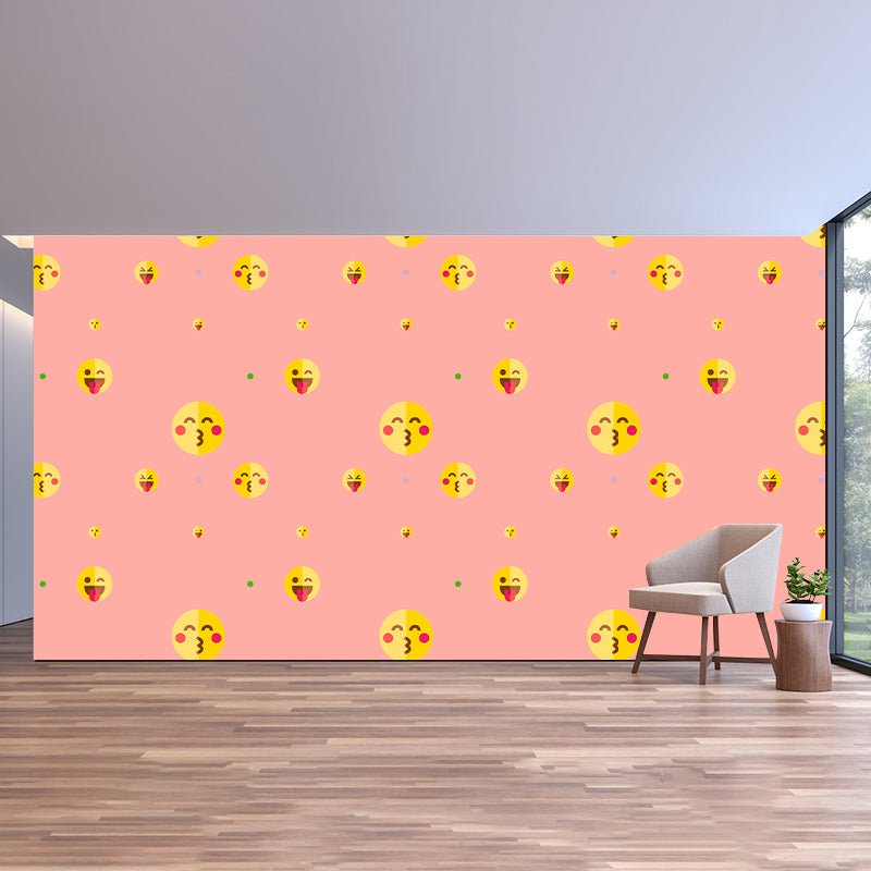 Stain Resistant Mural Cartoon Emoji Illustration Living Room Wall Mural
