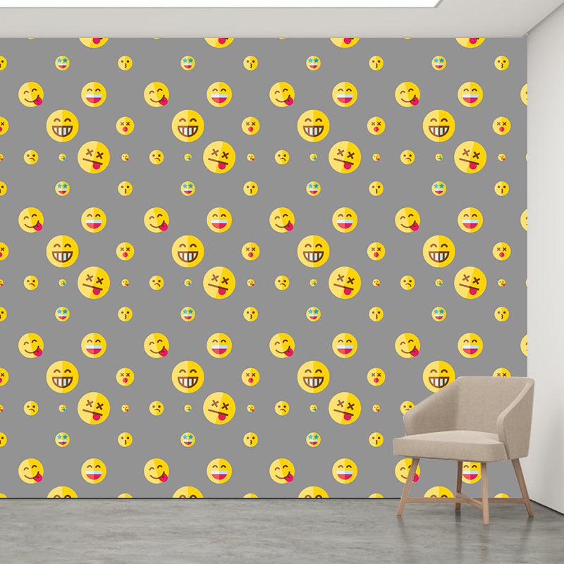 Stain Resistant Mural Cartoon Emoji Illustration Living Room Wall Mural