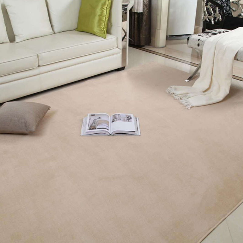 Casual Red Rug Polyester Pure Color Rug Tear Resistant Rug for Living Room