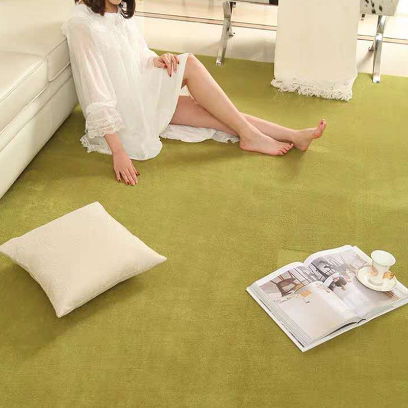 Casual Red Rug Polyester Pure Color Rug Tear Resistant Rug for Living Room