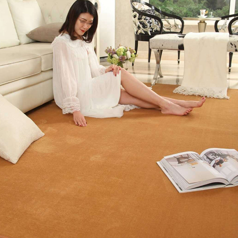 Casual Red Rug Polyester Pure Color Rug Tear Resistant Rug for Living Room