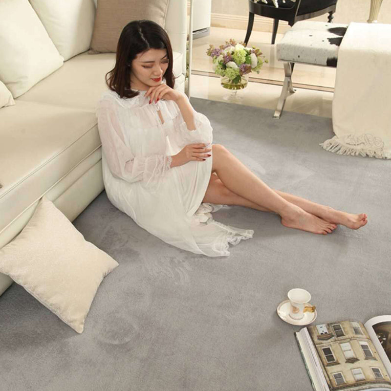 Casual Red Rug Polyester Pure Color Rug Tear Resistant Rug for Living Room