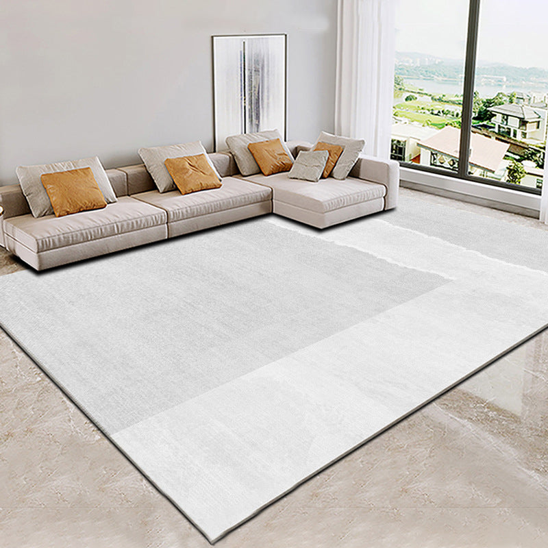 White Modern Rug Pinstripe Polyester Rug Stain Resistant Rug for Living Room