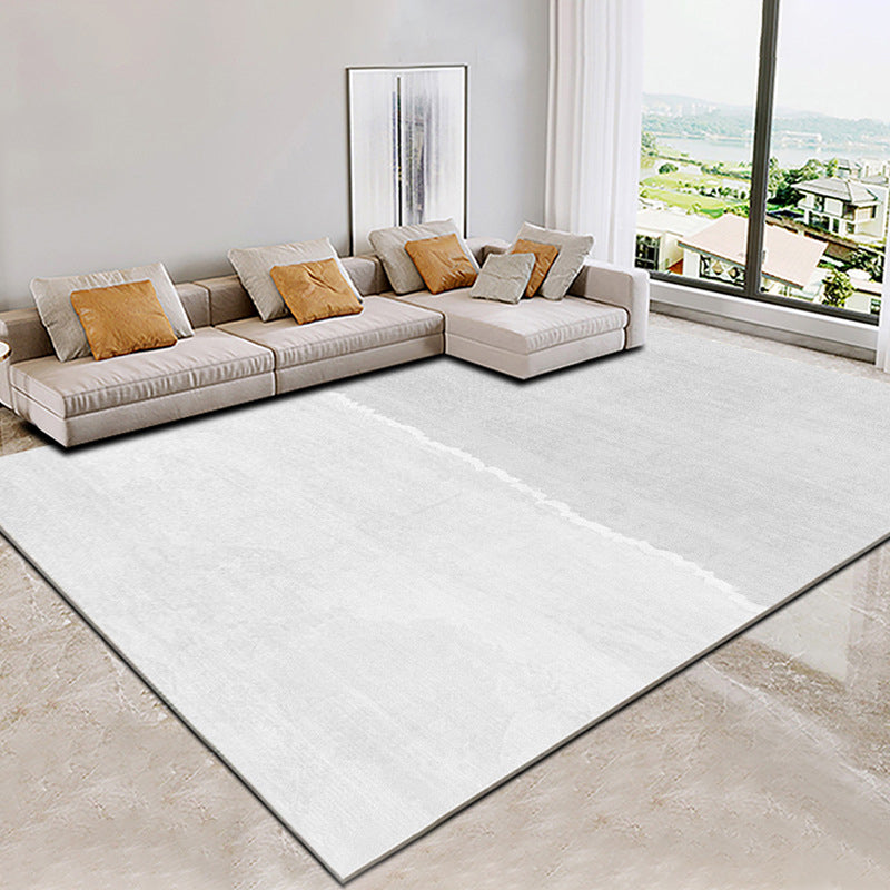 White Modern Rug Pinstripe Polyester Rug Stain Resistant Rug for Living Room