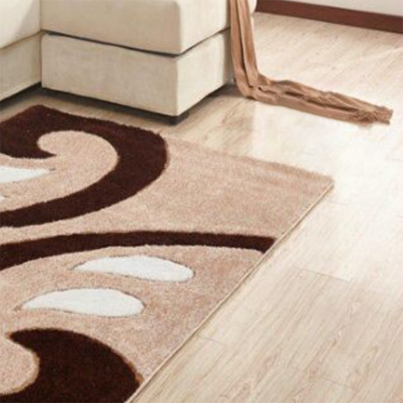 Dark Gray Simple Rug Polyester Pattern Rug Washable Rug for Living Room