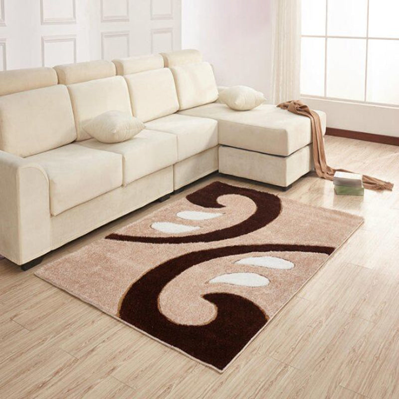 Dark Gray Simple Rug Polyester Pattern Rug Washable Rug for Living Room