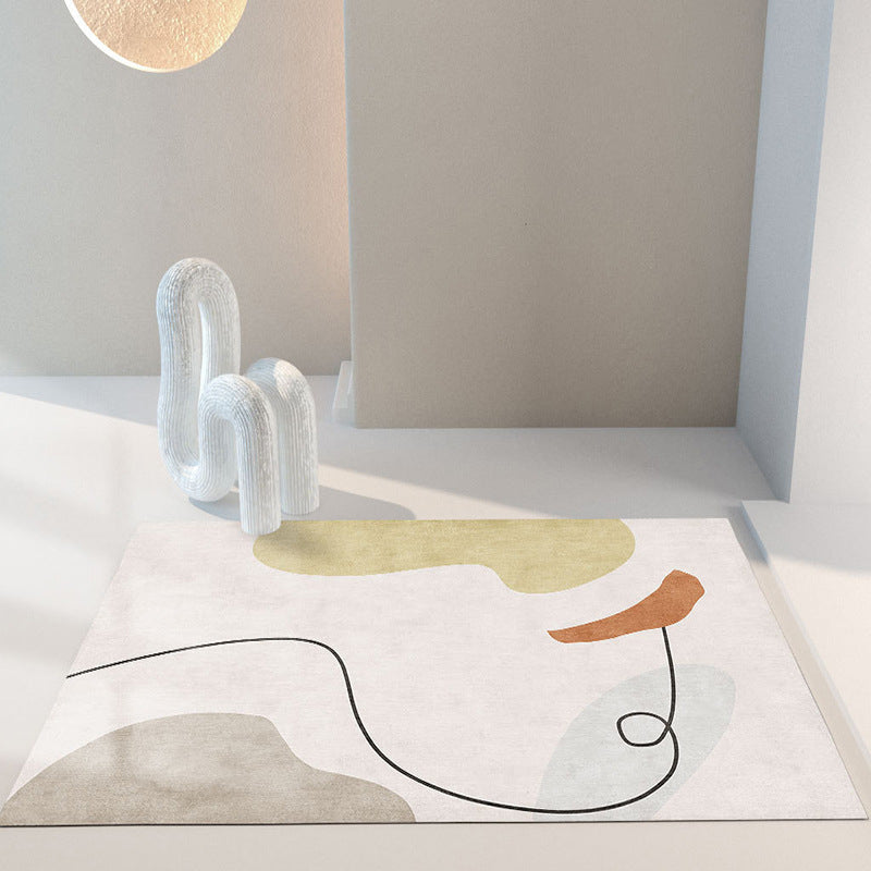 White Modern Rug PVC Color Piece Rug Washable Rug for Home Decor