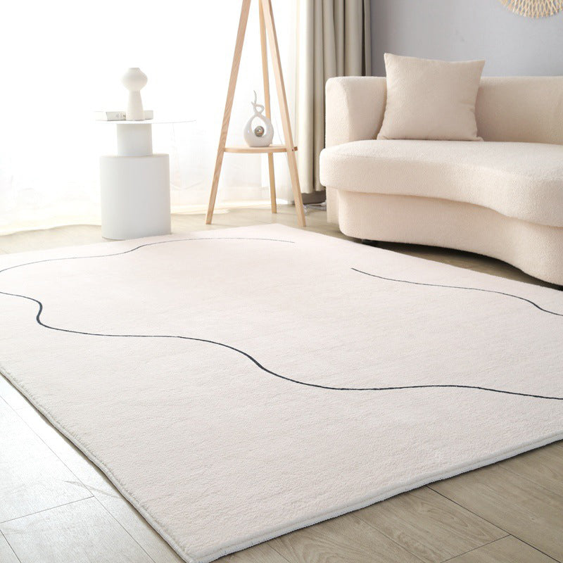 Nordic Color Lump Rug Polyester White Area Rug Stain Resistant Rug for Living Room