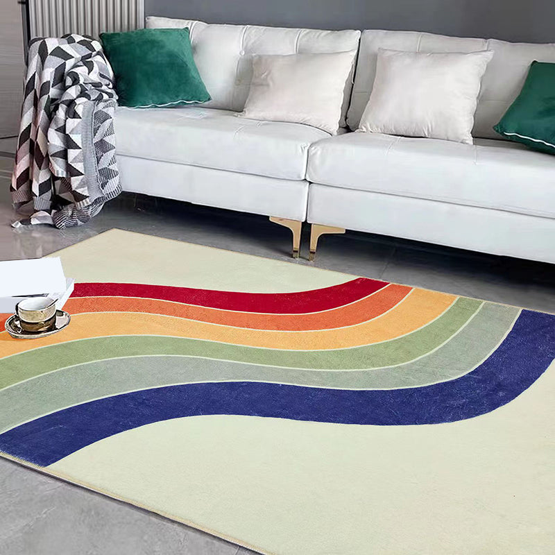 Orange Modern Carpet Polyester Color Lump Carpet Washable Rug for Living Room