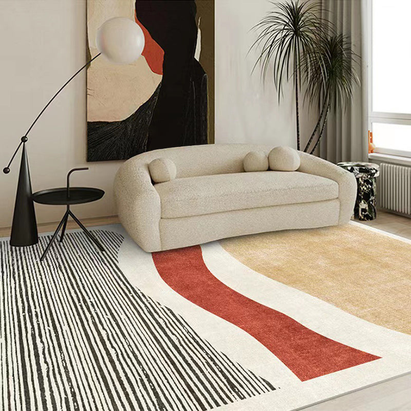 Orange Modern Carpet Polyester Color Lump Carpet Washable Rug for Living Room