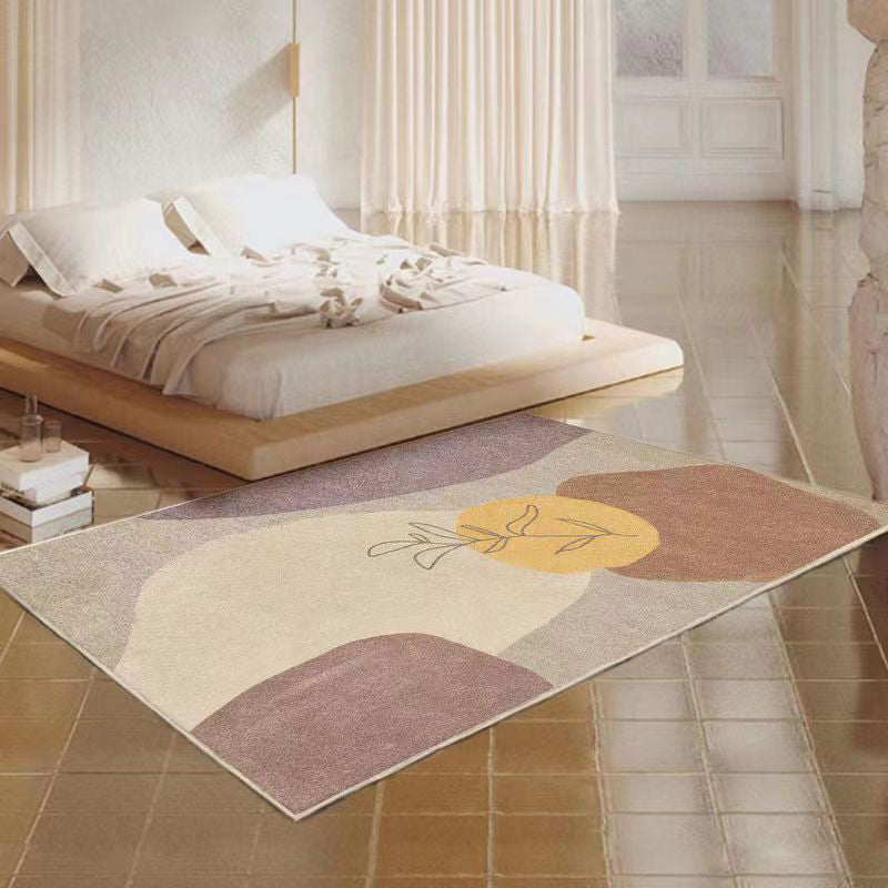 Modern Purple Carpet Color Block Polyester Carpet Washable Carpet for Home Decor