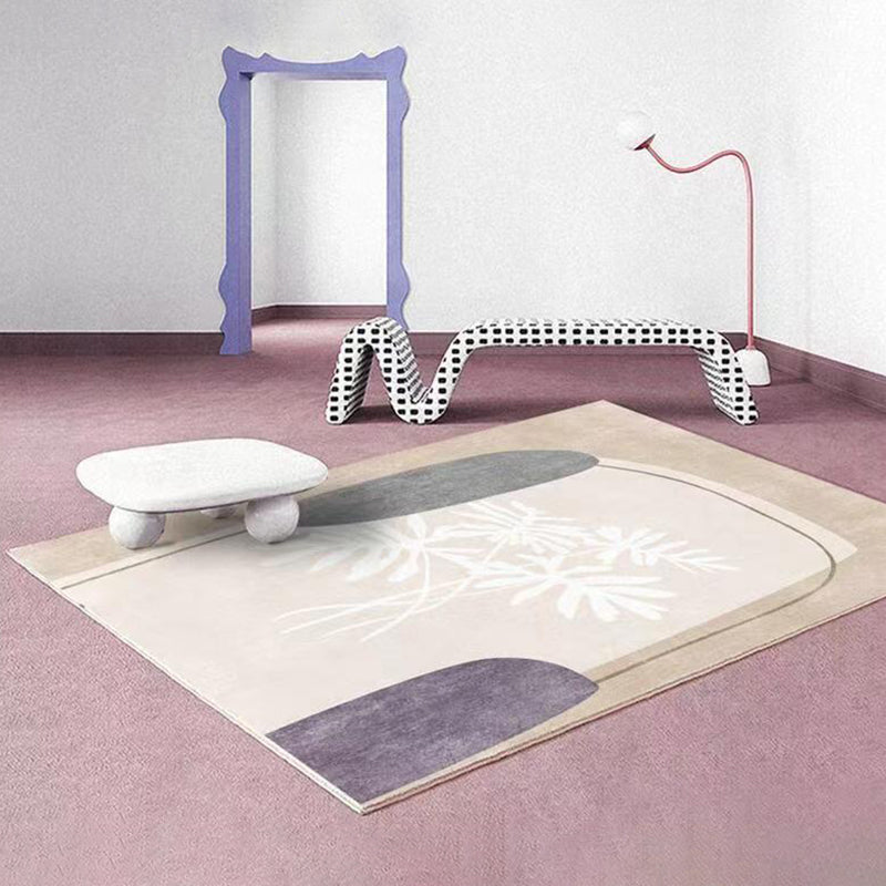 Modern Purple Carpet Color Block Polyester Carpet Washable Carpet for Home Decor