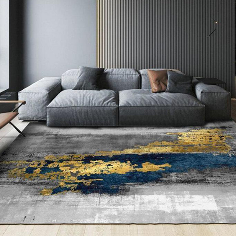 Modern Graphic Carpet Gold Polyester Area Carpet Washable Carpet for Home Decor