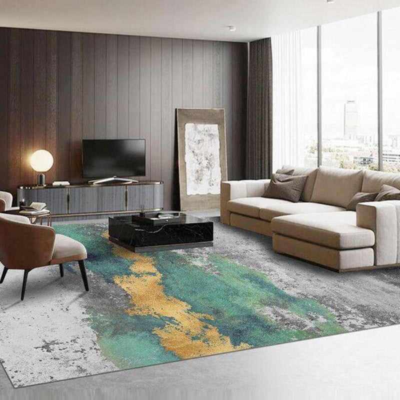 Modern Graphic Carpet Gold Polyester Area Carpet Washable Carpet for Home Decor