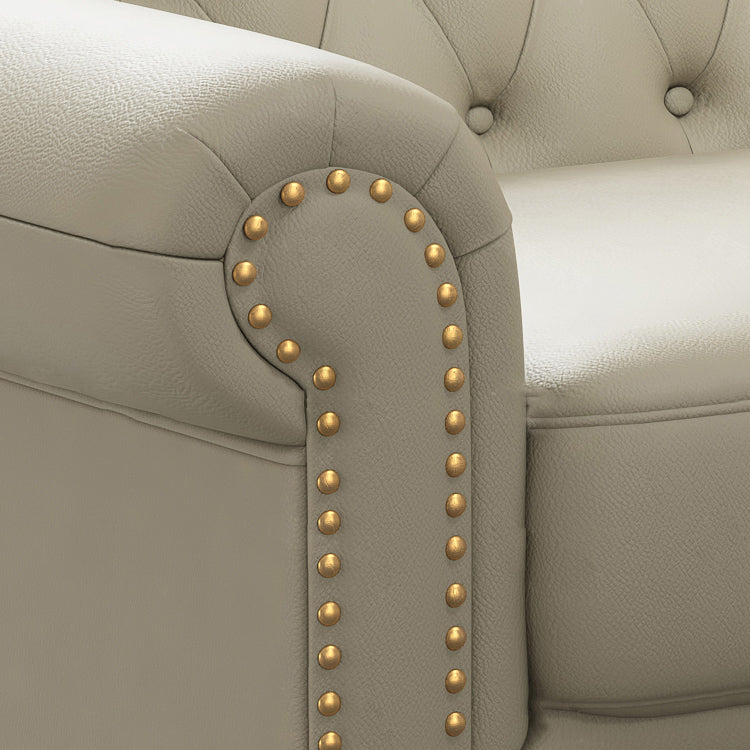 Modern Style Rolled Arms Chaise Living Room Faux Leather Chaise