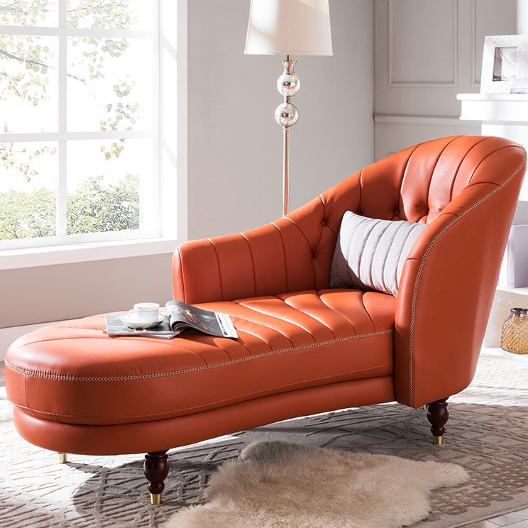 Living Room Chaise Square Arms Modern Leather Upholstered Chaise Lounge