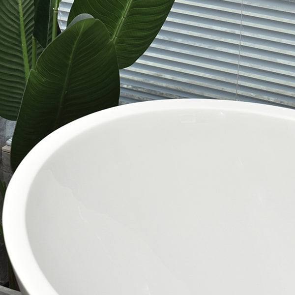 White Oval Bath Freestanding Acrylic Soaking Handles Included  Modern Bathtub