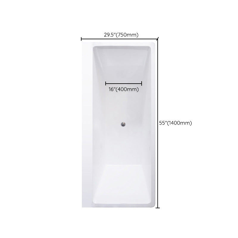White Drop in Bathtub Acrylic Soaking Rectangular Modern Bath
