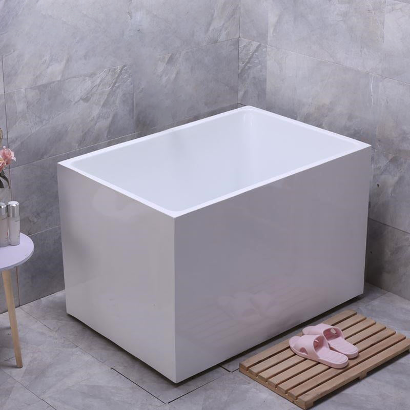 White Modern Bathtub Freestanding Acrylic Soaking Rectangular Bath