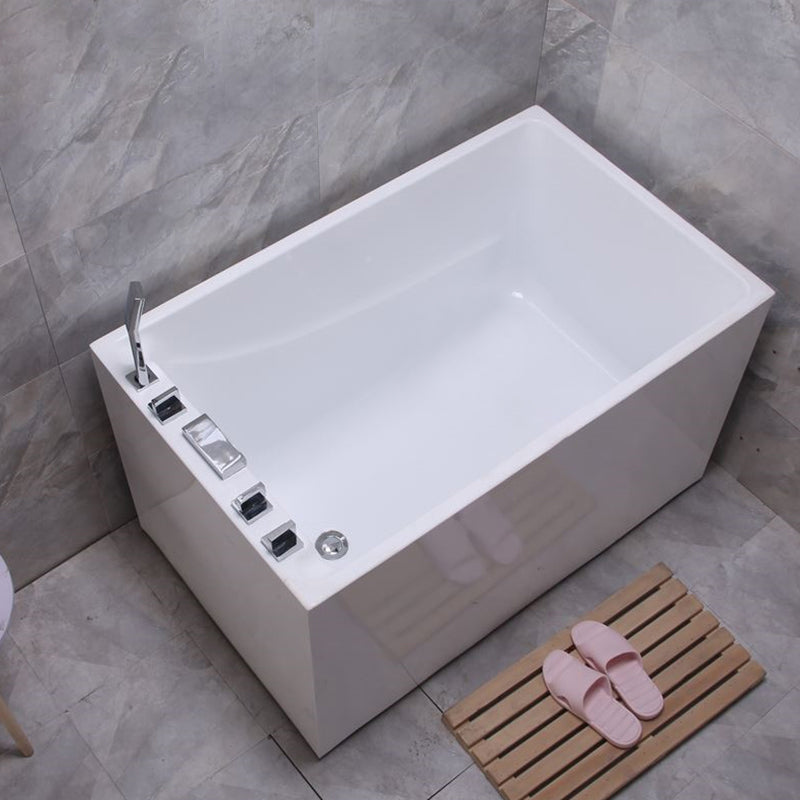 White Modern Bathtub Freestanding Acrylic Soaking Rectangular Bath