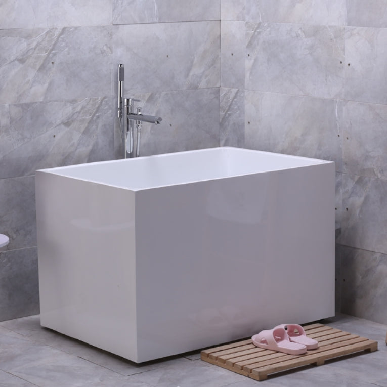 White Modern Bathtub Freestanding Acrylic Soaking Rectangular Bath