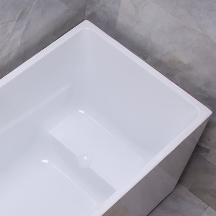 White Modern Bathtub Freestanding Acrylic Soaking Rectangular Bath