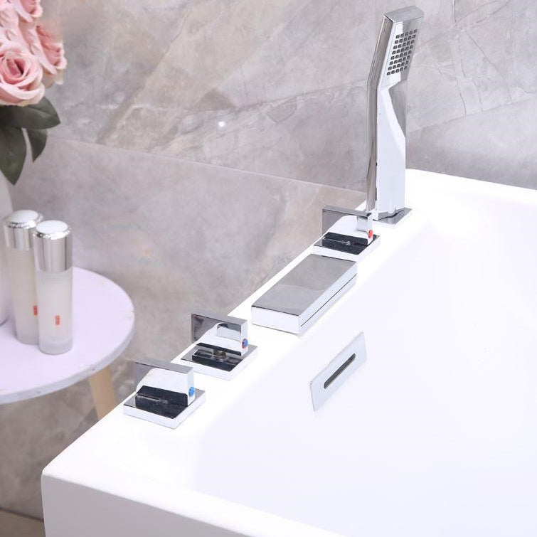 White Modern Bathtub Freestanding Acrylic Soaking Rectangular Bath