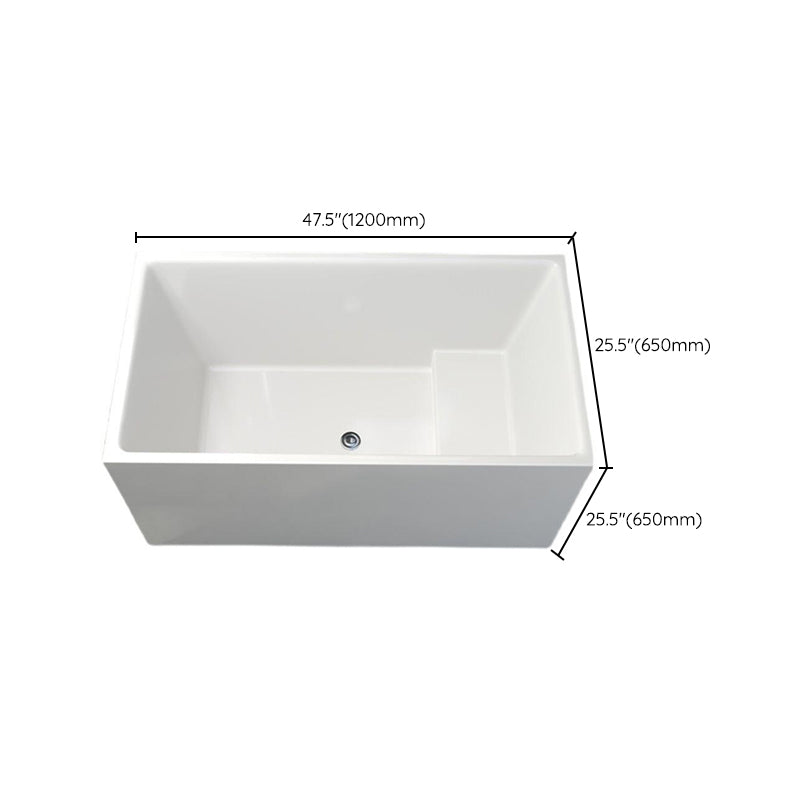 White Modern Bathtub Freestanding Acrylic Soaking Rectangular Bath