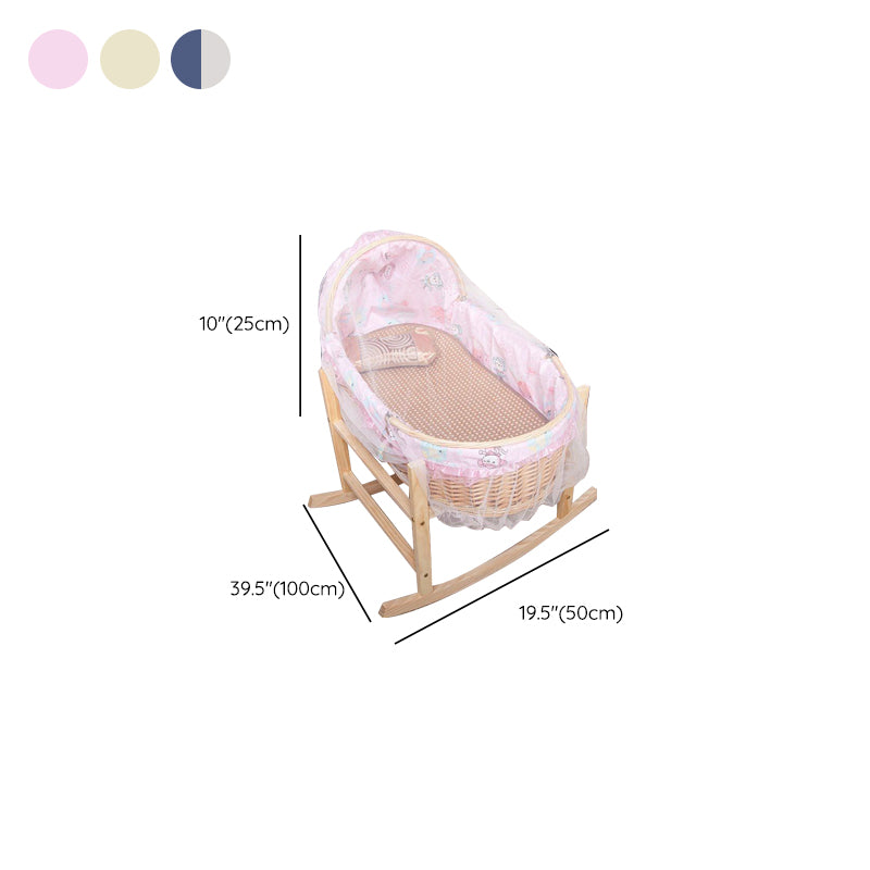 Solid Wood Oval Bassinet Rocking and Gliding Crib Cradle for Baby