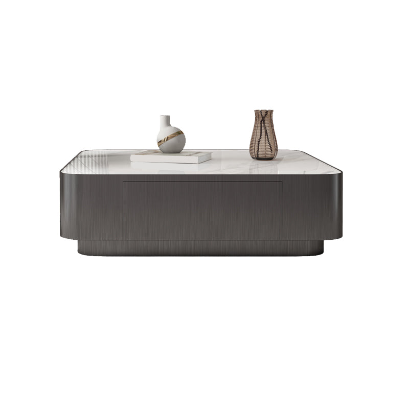 Square Slate Coffee Table Set Contemporary 2 Drawers Cocktail Table